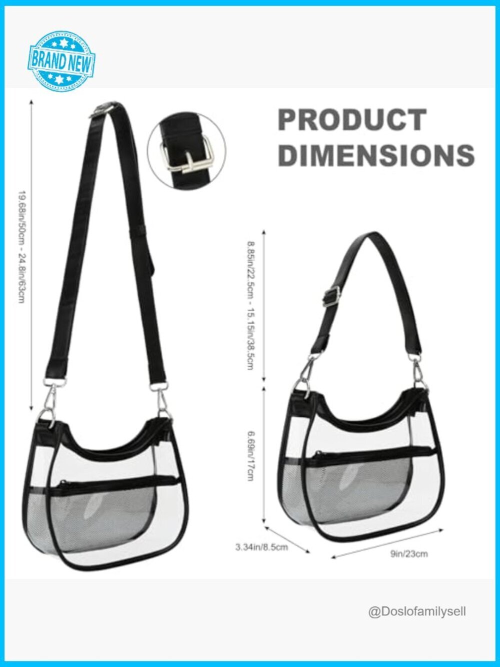 Clear Crossbody Bag for Stadium Events Transparent PVC Underarm Bag with - Picture 6 of 7